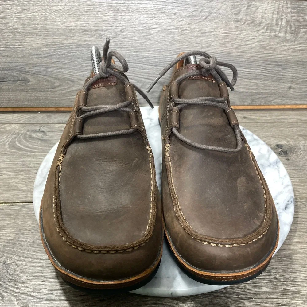 OluKai Shoes Mens 11.5 Ohana Lace Up Nubuck Brown Leather Comfort Oxfords Moc